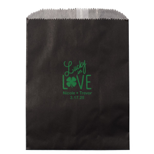 Our personalized Satin Leaf Large Cellophane Bag with Satin Leaf Foil has a Lucky In Love graphic and is good for use in St. Patrick's Day, Wedding themed parties and will give your party the personalized touch every host desires.