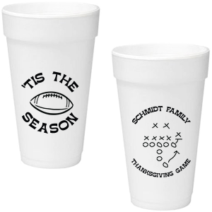 Keep game day stocked with the Football Tis The Season Cup. A must-have for diehard sports fans, easily customizable to match your favorite team. Makes great game day souvenirs for friends and family as well!