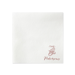 Personalized Moss Green Linen Like Dinner Napkin with Matte Merlot Imprint Foil Color has a Forest graphic and is good for use in Rustic, Nature themed parties and are a must-have for your next event—whatever the celebration!