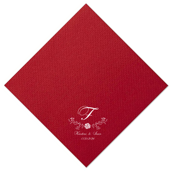 Custom Pastel Pink Linen Like Cocktail Napkin with Shiny Amethyst Foil has a Floral Vine graphic and is good for use in Wedding and Garden Party themed parties and will add that special attention to detail that cannot be overlooked.