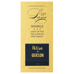 Make the first dance unforgettable with the Let Love Sparkle Sleeve with Matchbook, where a grand 'L' leads a ballet of sparklers. Ignite the magic with the attached matches as the couple glides under a constellation of cheers and shimmer.