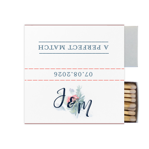 Our custom White Square Custom Photo Matchbox with Matte Stone Blue Ink Digital Print Colors and Matte Navy Ink Digital Print Colors are a must-have for your next event—whatever the celebration!