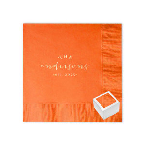 Family name branded on a napkin, sounds like a good idea for your next gift? Make everyone speechless!
