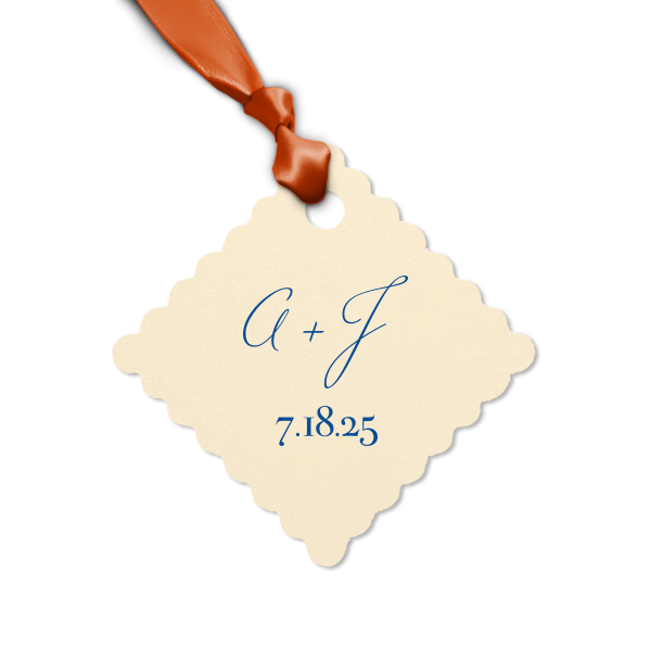 Send guests home from your wedding with a thank you treat tied with this custom beach gift tag. Add your initials and wedding date for a personal touch. 