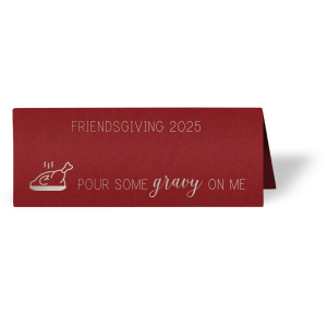 Our custom Natural Cranberry Classic Place Card with Satin 18 Kt. Gold Foil Color has a Plated Turkey graphic and is good for use in Food, Thanksgiving themed parties and will add that special attention to detail that cannot be overlooked.