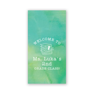 The ever-popular Watercolor Seaglass Party Pocket with Matte White Foil has a Books Stacked graphic and is good for use in Graduation themed parties and can be personalized to match your party's exact theme and tempo.