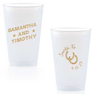 Get wild and rowdy with the customizable Giddy-Up Western Cup. Personalize the text with the names of your favorite cowpokes in the ink color of your choice. Perfect for sipping cool refreshments during blistering summer hoedowns. 