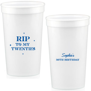 Commemorate a milestone birthday with the New Decade Starburst Cup, personalized with the honoree's name and the dawn of a new era. Featuring "RIP to my twenties" or your custom age farewell, this cup is sprinkled with celebratory stars, perfect for commemorating the next fabulous decade.