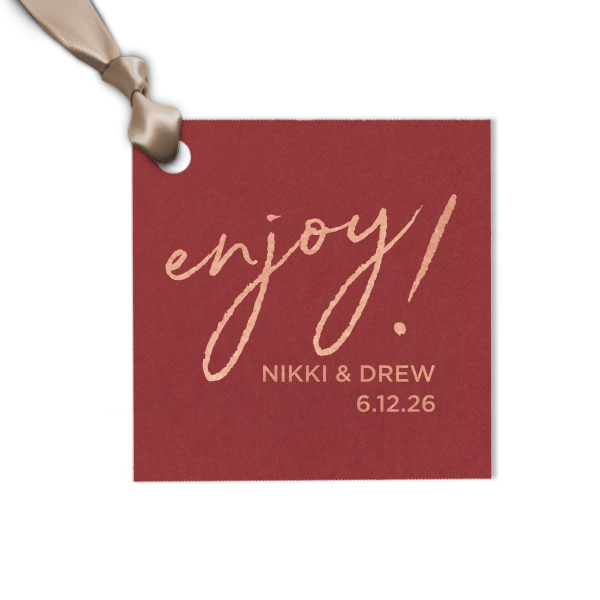 Custom Natural Scarlet Diamond Gift Tag with Shiny Rose Gold Foil can be customized to complement every last detail of your party.