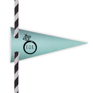 Personalized Stardream Tiffany Blue Double Point Straw Tag with Matte Black Foil Color has a Diamond Ring graphic and is good for use in Fashion, Wedding, Bridal Shower themed parties and will give your party the personalized touch every host desires.