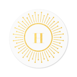 ForYourParty's personalized White Small Round Label with Shiny 18 Kt Gold Label Print Colors has a sunburst frame 2 graphic and is good for use in Frames themed parties and will add that special attention to detail that cannot be overlooked.