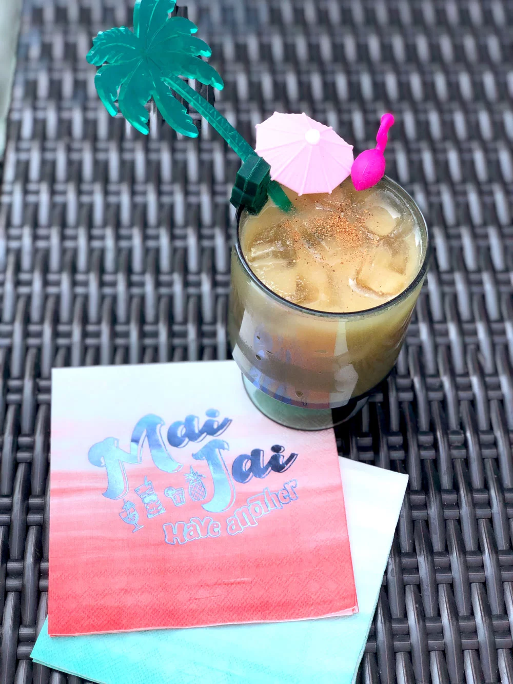 Painkiller Cocktail with personalized cocktail napkin