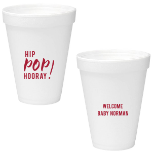 Our custom 12 oz Styrofoam Cup with Matte Poppy Ink Cup Ink Colors will make your guests swoon. Personalize your party's theme today.