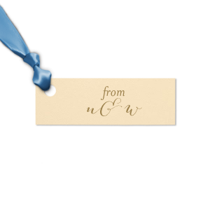 Give gifts with a special touch just from you. Personalize gift tags in your wedding theme colors, add your initals and voilà—a party favor with impeccable taste. 