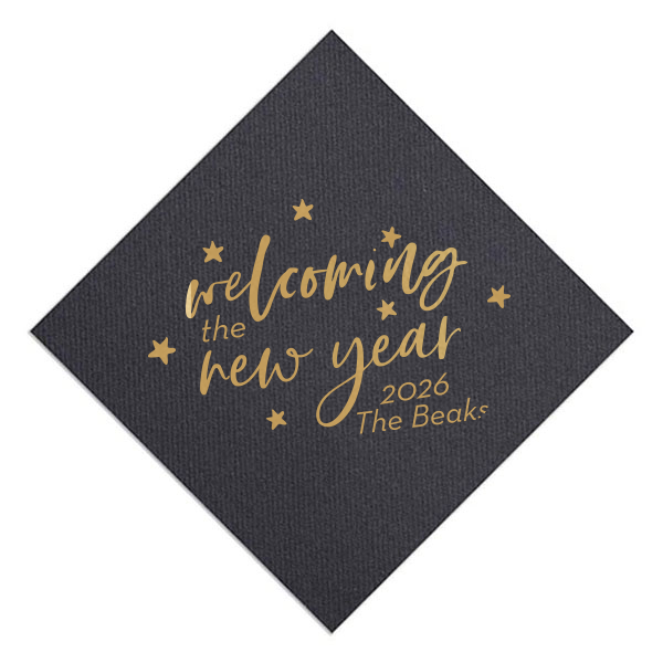 The ever-popular Navy Dinner Napkin with Satin 18 Kt. Gold Foil will give your party the personalized touch every host desires.