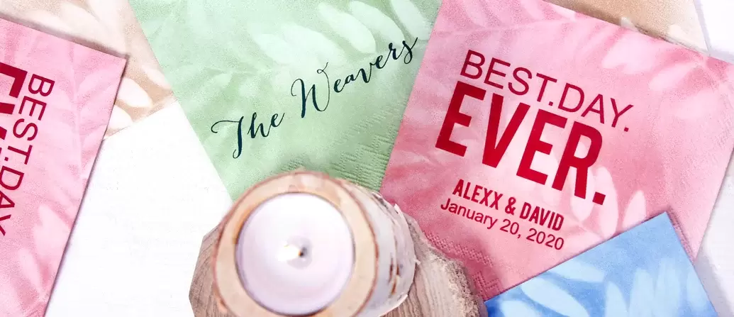 cool patterned cocktail napkins with printed leaf design