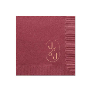 Personalize your event bar with our foil-printed napkins, showcasing a chic two-letter monogram. set off by a martini olive. These napkins add a dash of sophistication and personality to any table setting, perfect for weddings, parties, or any festive gathering. Cheers in style!