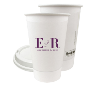 Sip with sophistication from the Pretty Monogram Paper Cup, where a graceful ampersand weaves together the couple's bold initials. Adorned below with the date, this cup elevates every toast with its blend of elegance and unity.