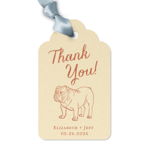 ForYourParty's chic Poptone Pastel Pink Luggage Gift Tag with Satin Copper Penny Foil has a Bulldog graphic and is good for use in Animals themed parties and will give your party the personalized touch every host desires.