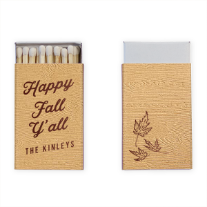 Our custom Marble Taupe Classic Matchbox with Shiny Merlot Foil has a Three Leaves graphic and is good for use in Floral, Holiday, Thanksgiving themed parties and are a must-have for your next event—whatever the celebration!