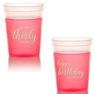 Raise a toast with the Cheers to Years Cup, celebrating milestone moments. Make every sip a festive tribute to one's special day.  This Fun design has on one side the exclamation "Cheers to" , followed by the number of years in fun script. The reverse side wishes "Happy Birthday" in playful script, with the celebrant’s name in bold caps. A Big Shout OUT to a Special Person!