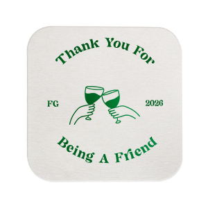 Coast on good graces this year with the Thank You For Being A Friend Coaster. Friends and family alike will feel the significance of the season with the customizable drink ware that adds a stylish personalization to your party decor.