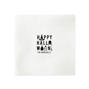 ForYourParty's personalized Lime Linen Like Cocktail Napkin with Matte Black Foil has a Witch's Hat graphic and is good for use in Halloween themed parties and will impress guests like no other. Make this party unforgettable.