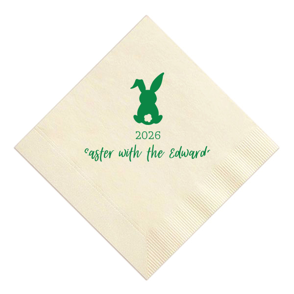 ForYourParty's chic Pearl Gold Shimmer Guest Towel with Matte Moss Green Foil has a Bunny graphic and is good for use in Animals, Easter and Holiday themed parties and can't be beat. Showcase your style in every detail of your party's theme!