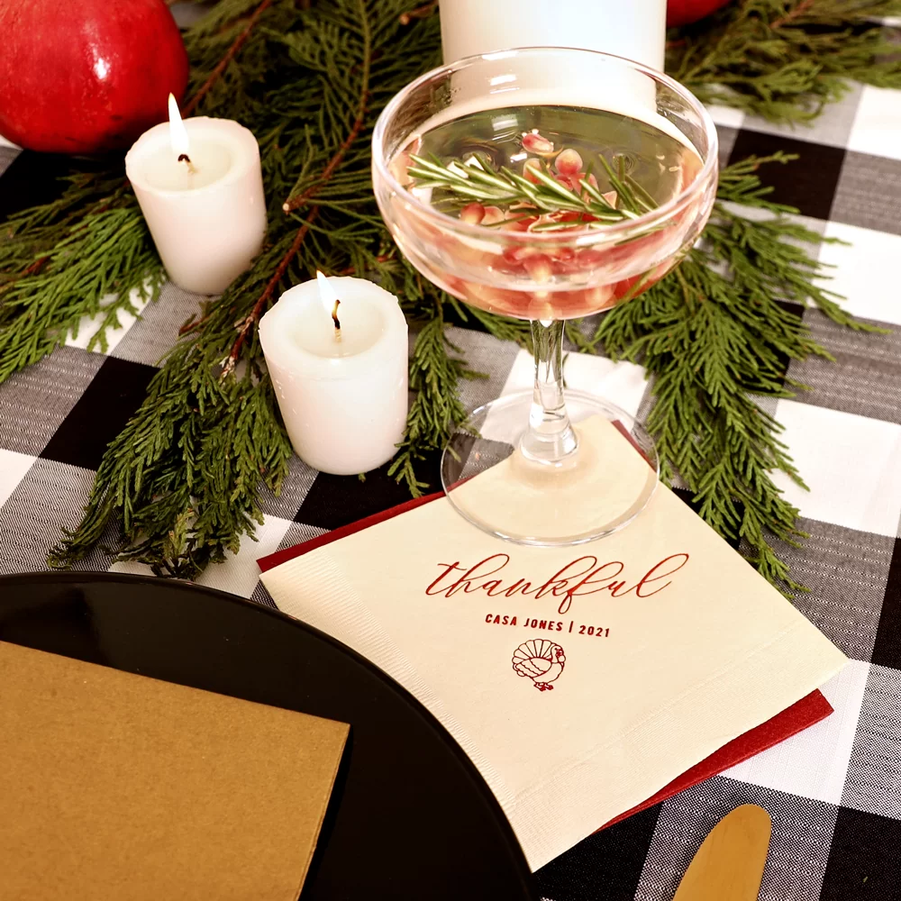 Design Thanksgiving themed cocktail napkins with For Your Party
