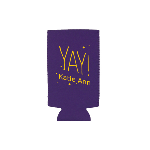 Add some cheer to your party with the YAY! Can Cooler. Featuring a vibrant "YAY!" surrounded by confetti-like dots, this design is all about celebration and joy. Perfect for keeping your drinks cool while you cheer on the guest of honor.