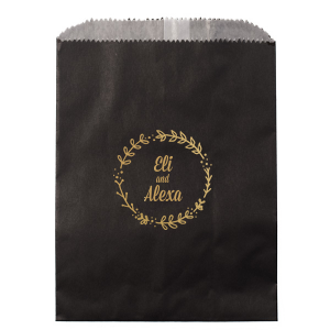 Our custom Satin 18 Kt. Gold Small Cellophane Bag with Satin 18 Kt. Gold Foil has a Leaf Frame graphic and is good for use in Floral themed parties and are a must-have for your next event—whatever the celebration!