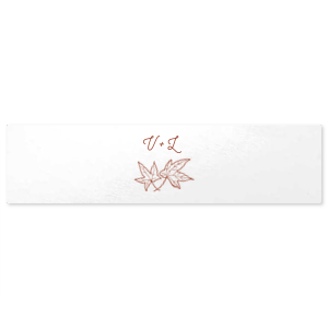 Custom White Small Round Label with Matte Brick Ink Label Print Colors has a Two Leaves graphic and is good for use in Floral, Thanksgiving, Organic themed parties and will add that special attention to detail that cannot be overlooked.