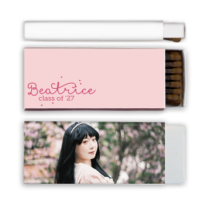 Our personalized White Classic Custom Photo Matchbox with Matte Blush Ink Digital Print Colors and Matte Dark Magenta Ink Digital Print Colors can be customized to complement every last detail of your party.