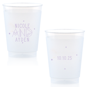 Our cCosmic Couple Names Cup is good for use in Wedding, Engagement and Bridal Shower themed parties and can be customized to complement every last detail of your party.
