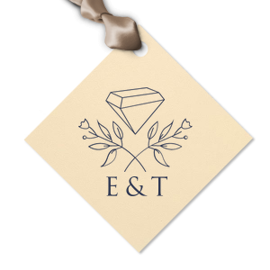 Custom Poptone Fuschia Diamond Gift Tag with Shiny 18 Kt Gold Foil has a Floral Gem graphic and is good for use in Floral, Trendy, Geometric themed parties and are a must-have for your next event—whatever the celebration!