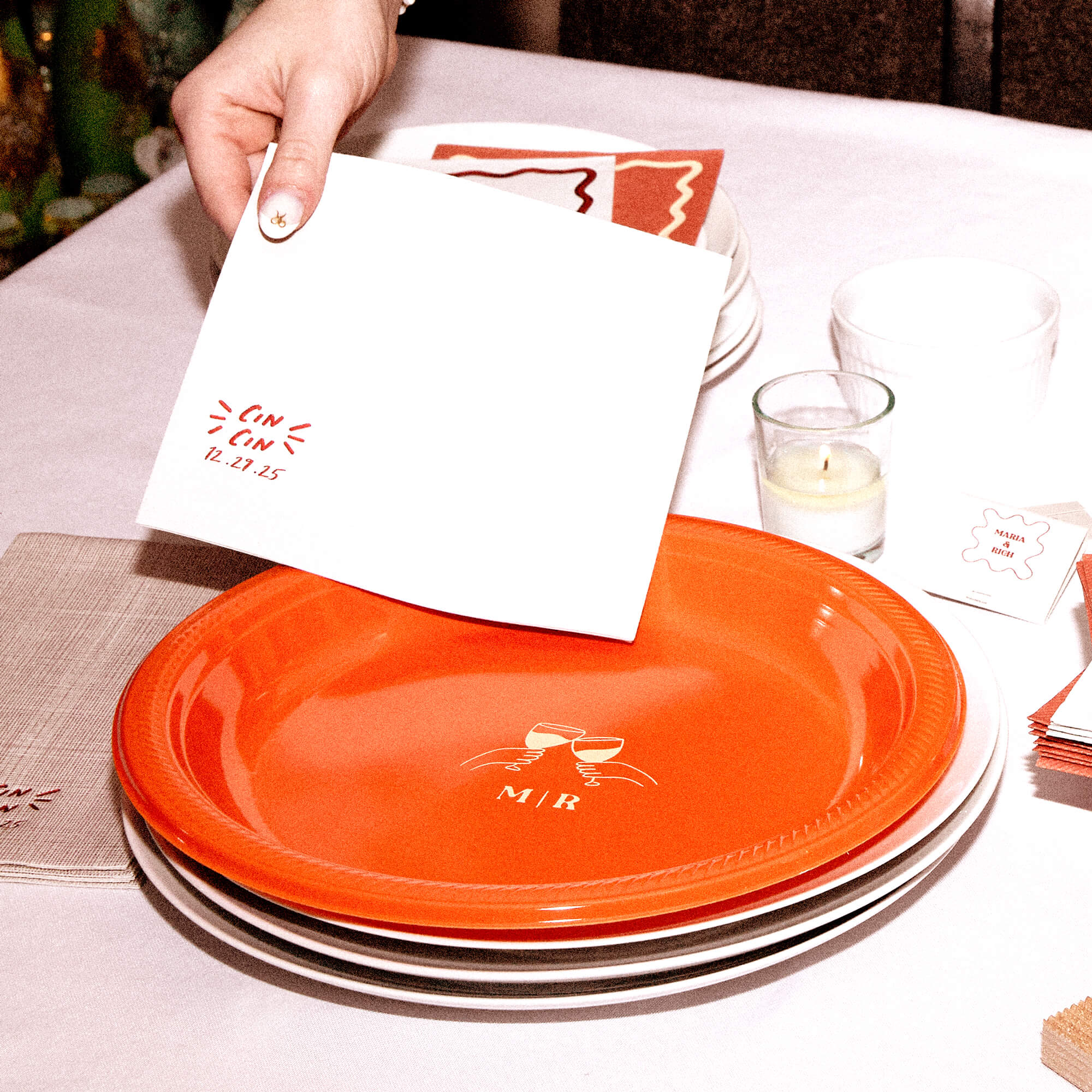 Pasta Party Names Cheers Plate