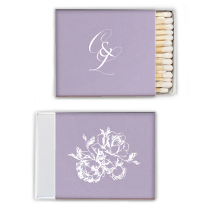 Exude sophistication with the Artistic Elegant Swirl Script Initials Wedding Match, where intertwined initials in an elegant swirl script take center stage. The reverse side dazzles with a stunningly illustrated bunch of roses, crafting a matchbox that's not just functional but a captivating work of art.