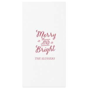 Our beautiful custom Silver Shimmer Cocktail Napkin with Shiny Convertible Red Foil Color has a Merry and Bright graphic and is good for use in Christmas themed parties and can be customized to complement every last detail of your party.