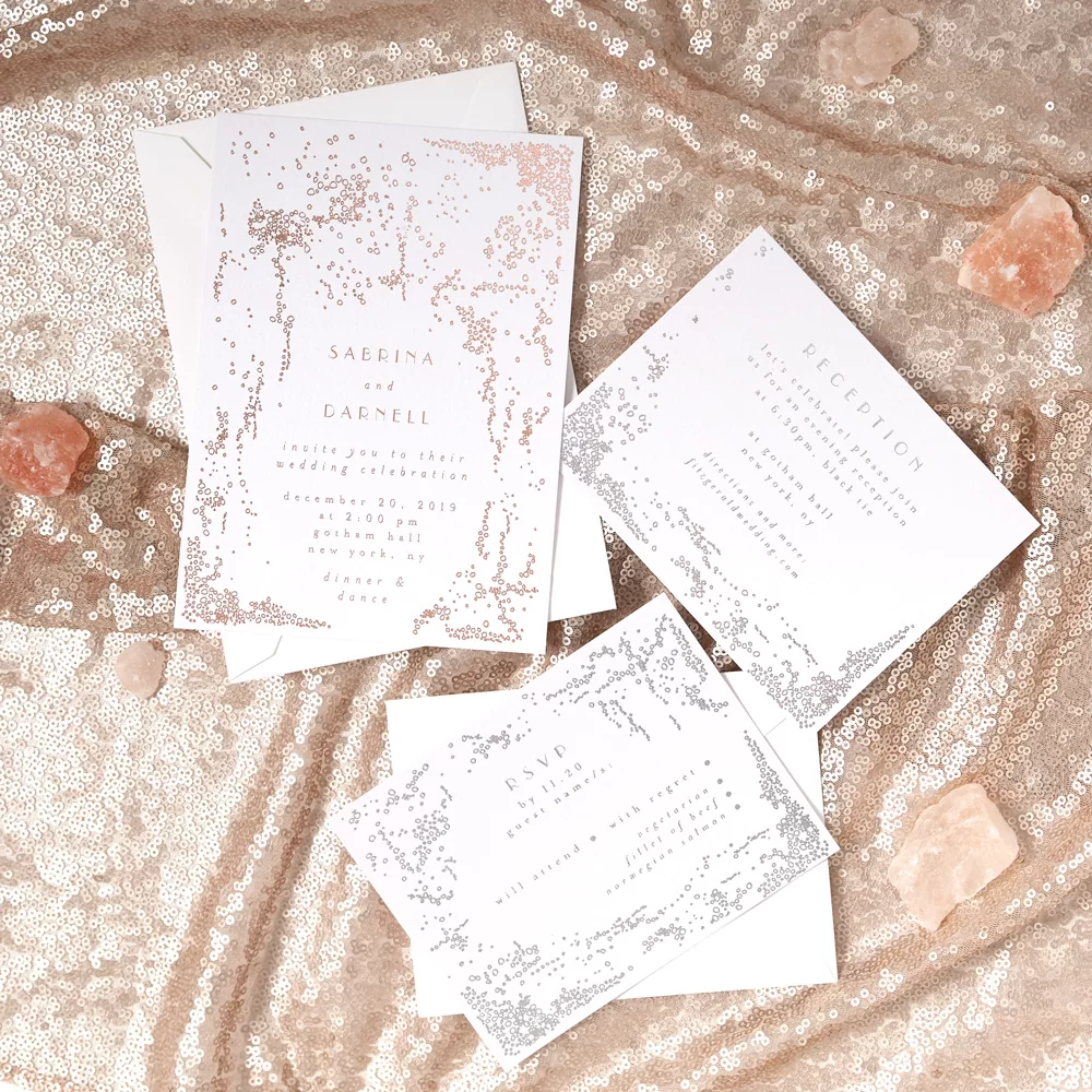 beautiful wedding invitation in new Bubbly Fizz design from For Your Party