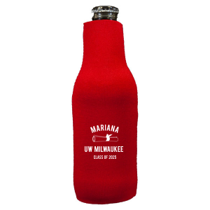 Personalized Red Slim Can Cooler with Matte Pastel Pink Ink Cup Ink Colors has a Graduation Scroll graphic and is good for use in Graduation themed parties and can't be beat. Showcase your style in every detail of your party's theme!
