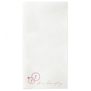 The It's A Love Story Napkin will have your guests saying "Yes!" Commemorating the engagement of Taylor Swift and Travis Kelce, match your own special event with their whirlwind romance. Customize the text and style of napkin to best match your special events unique vibes!
