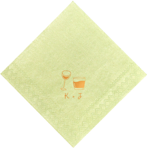 Elevate your table setting with the Sip in Style Dual Glass Napkin, presenting a hand-drawn depiction of both a wine and a martini glass in a contemporary, minimalist fashion. Below the refined design, your initials await personalization in an elegant handwritten font, making this napkin a perfect match for weddings, engagement parties, or chic birthday celebrations.