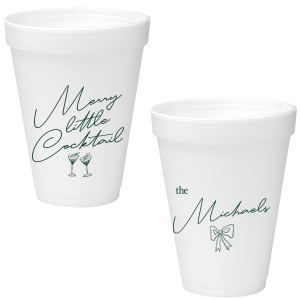 Add a touch of the holiday spirits to your next festive function with the Merry Little Cocktail Cup. Customize your choice of cup style with personalized text, giving your party drinkware a special touch like no other!