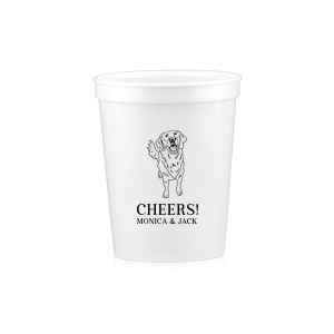Invite man's best friend to your wedding with the Golden Retriever Wedding Cup. Featuring an adorable picture of a golden retriever, you can personalize this cup with the couple's names for a wedding. 