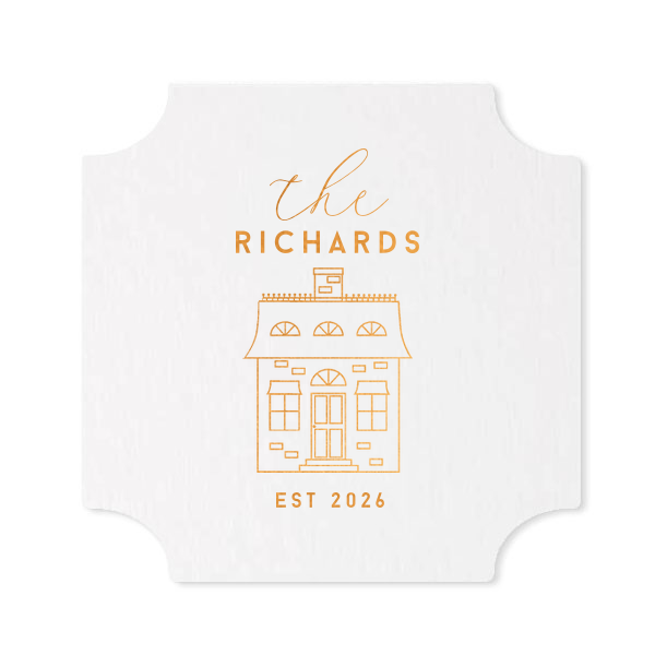 ForYourParty's personalized White Square Coaster with Satin French Blue Foil has a Single House Outline graphic and is good for use in Home themed parties and can't be beat. Showcase your style in every detail of your party's theme!