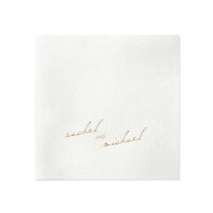 Enhance your table with the Vintage Modern Script Napkin where timeless script meets modern asymmetry. Each napkin subtly showcases the couple's names, offering a unique detail to your event — perfect for gatherings that blend tradition with a touch of the contemporary.