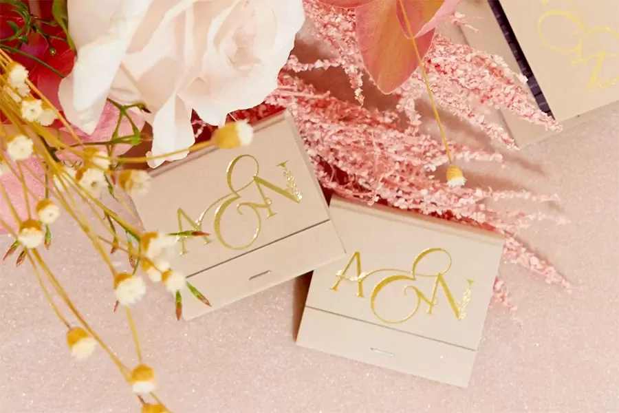 Fall Wedding Decor idea custom 30 strike matchbooks