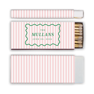 Create a sweet memento with the Candy Stripe Full Color Matchbox! This design evokes the joy of candy shops, beach strolls and boardwalk games. The full color matchbox is customizable in your choice of colors alongside customizable text to fully personalize your unique design. Perfect for weddings, engagements or home entertainment!