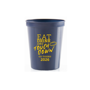 Elevate game day spirits with the Eat Drink and Touchdown Cup. Perfect for football enthusiasts, its bold declaration captures the thrill of the game. Personalize with your favorite team and season year below—let everyone know who you cheer for while savoring every sip, touchdown after touchdown!