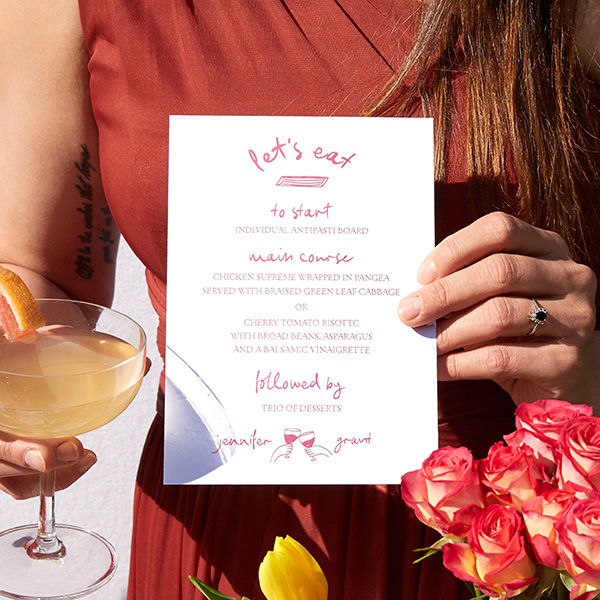 Kitschy Cocktial Hour Whimsical Wedding Menu